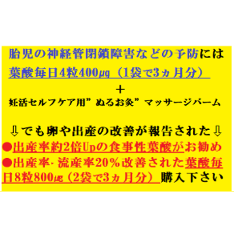 食事性葉酸サプリ1袋【3ヵ月分の3カ月毎定期便(毎日4粒400㎍)】：院で手渡し商品