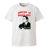 【 ADDICTED TO ROCK'N'ROLL /Johnny Cash-ジョニー・キャッシュ】 5.6オンス Tシャツ/WH/ST- 374