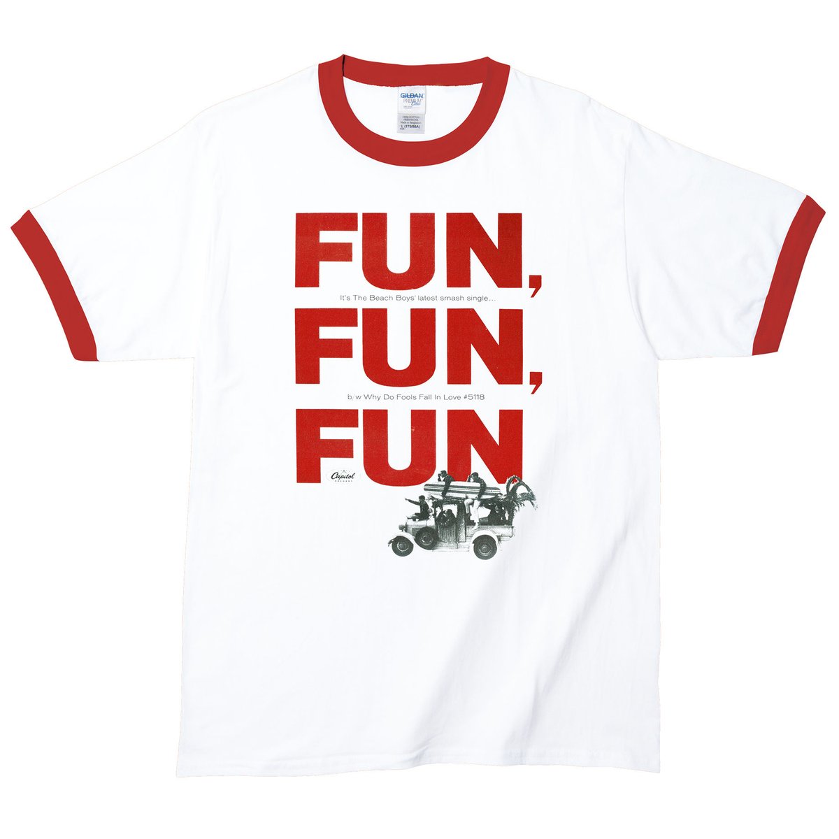 Beach Boys-Fun Fun Fun/ビーチボーイズ】5.3オンス Tシャツ/WH-