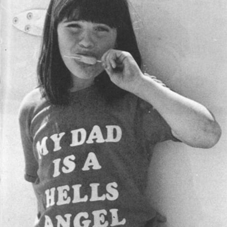 【My dad is a hells angel/私のパパはヘルズ・エンジェル】リプロダクト 5.6オンス Tシャツ/WH/ST- 827