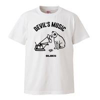 【Devils Music/Blues】ニッパーくんパロディ 5.6オンス Tシャツ/WH/ST- 439