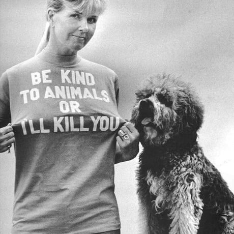 【Be kind to animals or I'll kill you/ドリス・デイ着用】5.6オンス Tシャツ/WH/ST- 822
