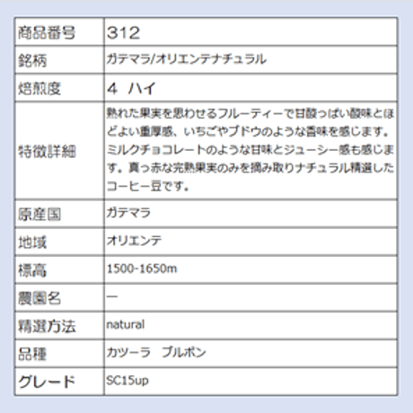 312  ガテマラ/オリエンテナチュラル