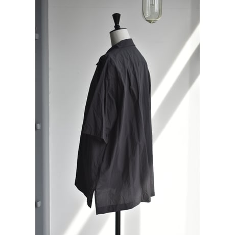 TOUJOURS/  Fine yarn cotton cloth open collar half sleeve big cover all shirt