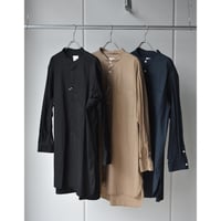 TOUJOURS / washed  cotton poplin cloth classic band collar shirt