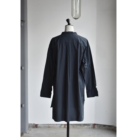 TOUJOURS / washed  cotton poplin cloth classic band collar shirt
