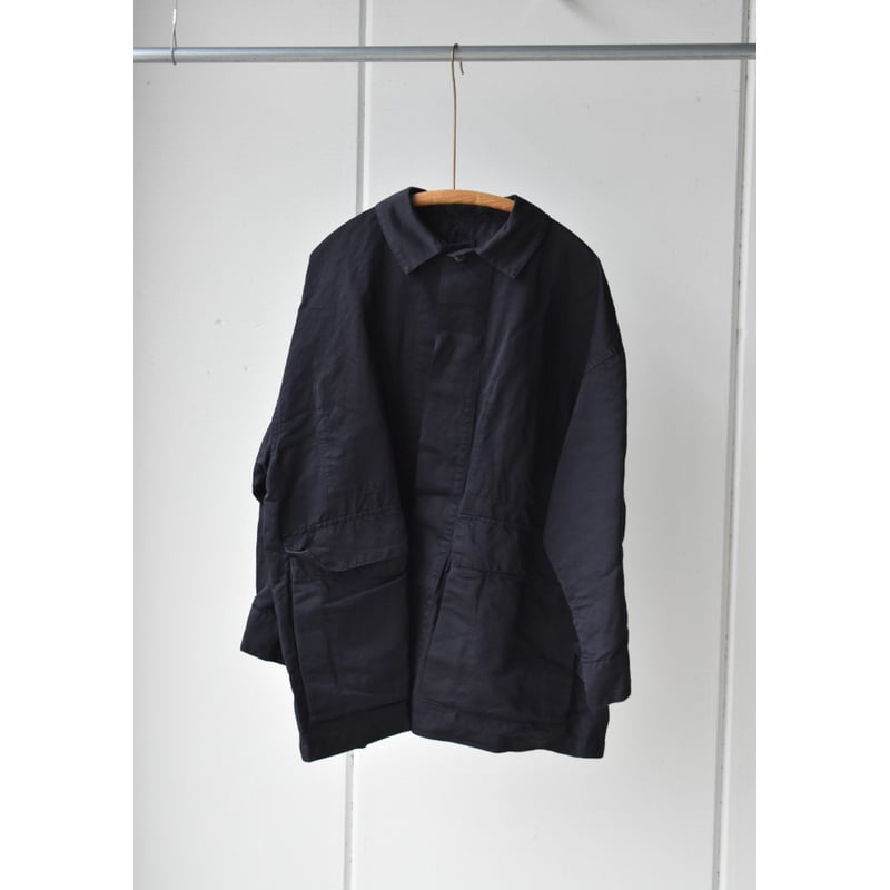 TOUJOURS/ garment dye linen cotton satin cloth TOUJOURS 藍染