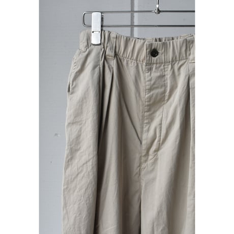 TOUJOURS /  garment dye cotton stretch gabardine cloth 2 in -pleat baggy chinos