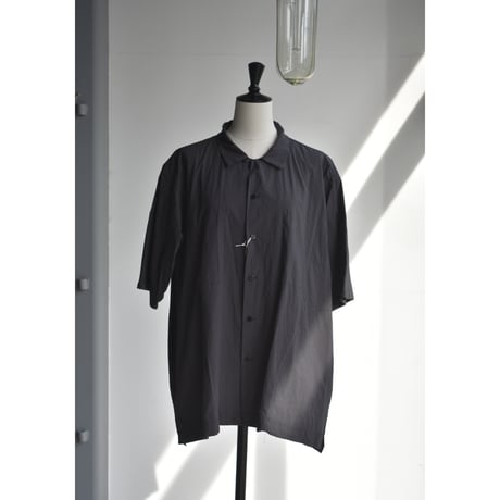 TOUJOURS/  Fine yarn cotton cloth open collar half sleeve big cover all shirt
