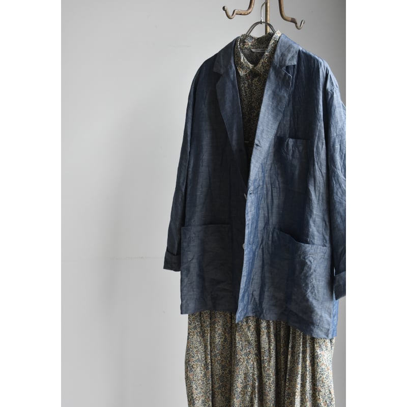 TOUJOURS/ indigo cotton linen chambray cloth At