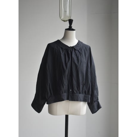 TOUJOURS / cotton*silk faille cloth collared bolero blouse
