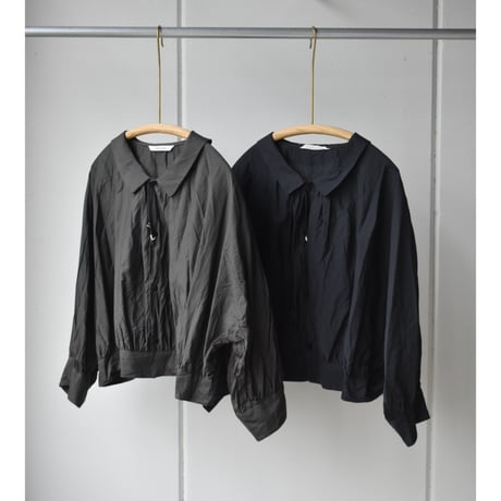 TOUJOURS / cotton*silk faille cloth collared bolero blouse