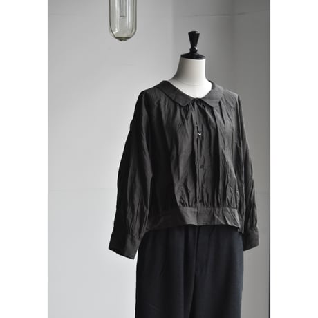 TOUJOURS / cotton*silk faille cloth collared bolero blouse