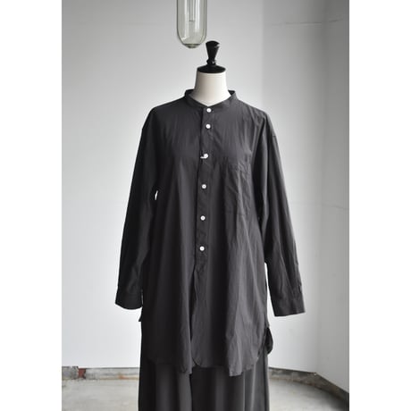 TOUJOURS /  Fine yarn cotton cloth classic band collar shirt