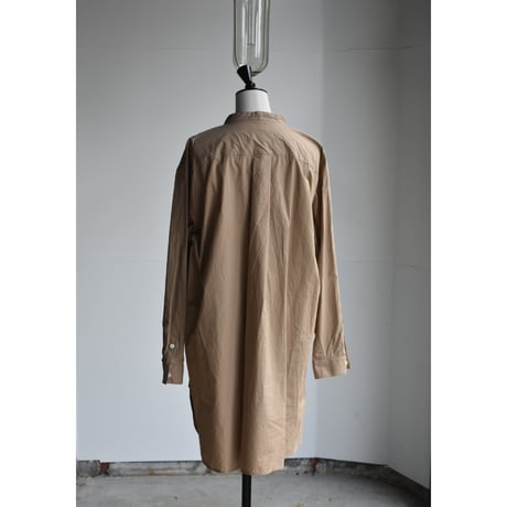TOUJOURS / washed  cotton poplin cloth classic band collar shirt
