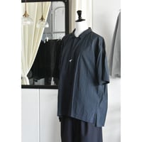TOUJOURS/  Fine yarn cotton cloth open collar half sleeve big cover all shirt