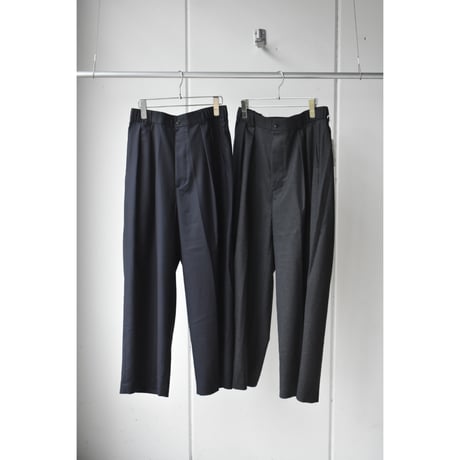TOUJOURS / super120*s worsted wool flannel cloth 2in-pleat baggy pants
