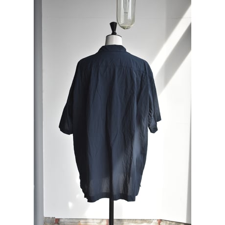 TOUJOURS/  Fine yarn cotton cloth open collar half sleeve big cover all shirt
