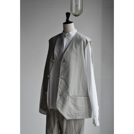 TOUJOURS / cotton*silk light weight gaberdine  cloth  oversize  vest