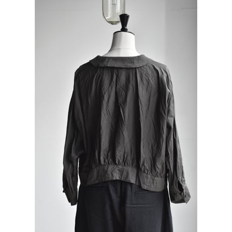 TOUJOURS / cotton*silk faille cloth collared bolero blouse