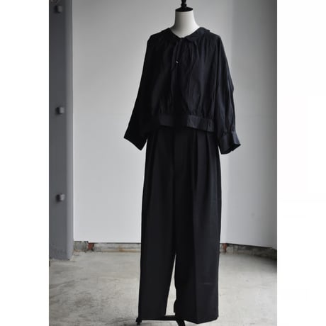 TOUJOURS / cotton*silk faille cloth collared bolero blouse