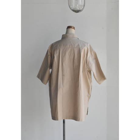 TOUJOURS/ garment  dye cotton stretch poplin  cloth  half sleeve big coverall  shirt