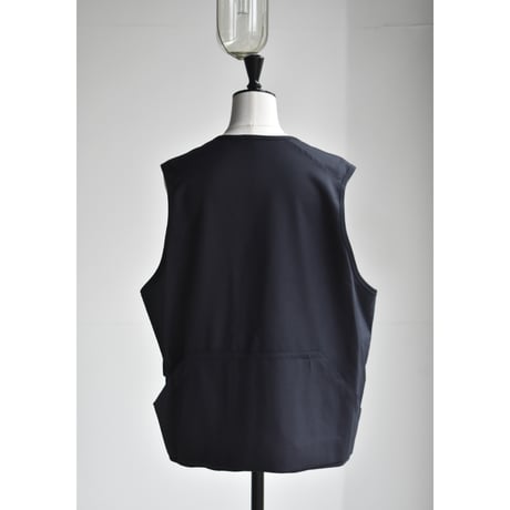 TOUJOURS  / super120‘s worsted wool flannel cloth hunthing utilitylong vest