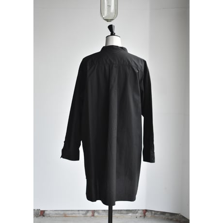 TOUJOURS / washed  cotton poplin cloth classic band collar shirt