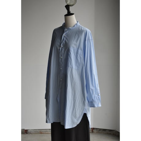 TOUJOURS /  Fine yarn cotton cloth classic band collar shirt
