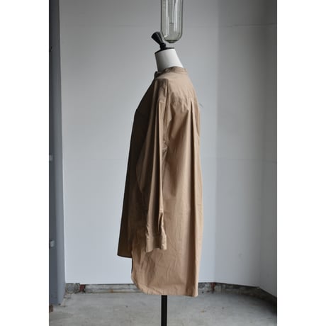 TOUJOURS / washed  cotton poplin cloth classic band collar shirt