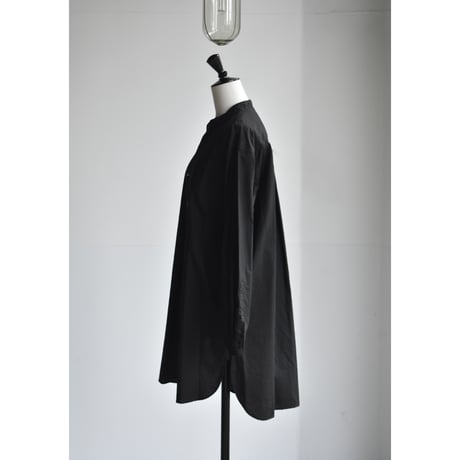 TOUJOURS / washed  cotton poplin cloth classic band collar shirt