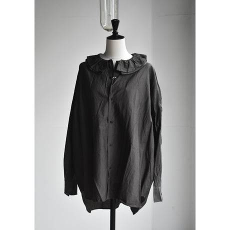 TOUJOURS / cotton*silk faille cloth ruffle collar baggy  shirt
