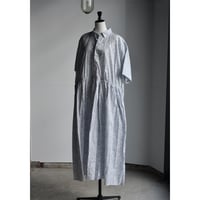 TOUJOURS / liberty  gray flower print  cotton  cloth short sleeve classic gathered dress