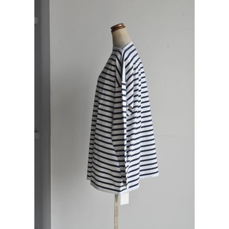 TOUJOURS/ antibacterial middle weight cotton border stripe jersey boat neck shirt