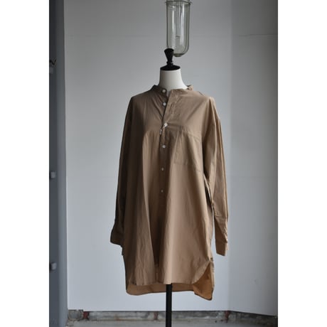 TOUJOURS / washed  cotton poplin cloth classic band collar shirt