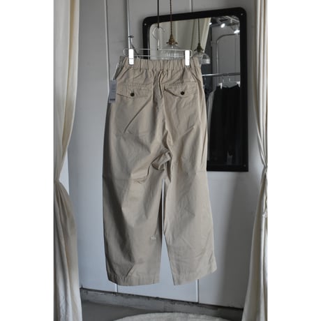 TOUJOURS /  garment dye cotton stretch gabardine cloth 2 in -pleat baggy chinos