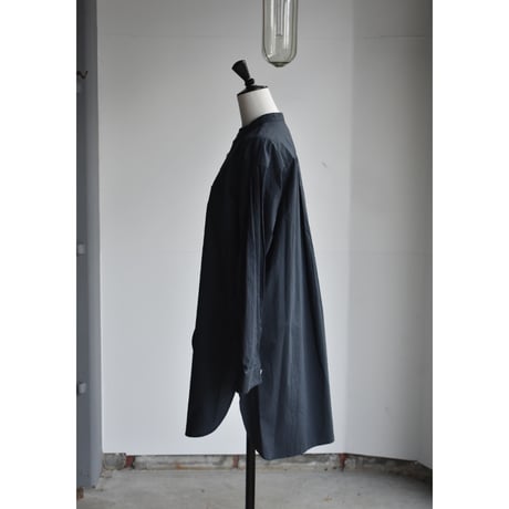 TOUJOURS / washed  cotton poplin cloth classic band collar shirt