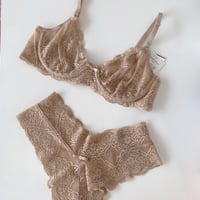 all lacy lingerie  bra & shorts set  Beige