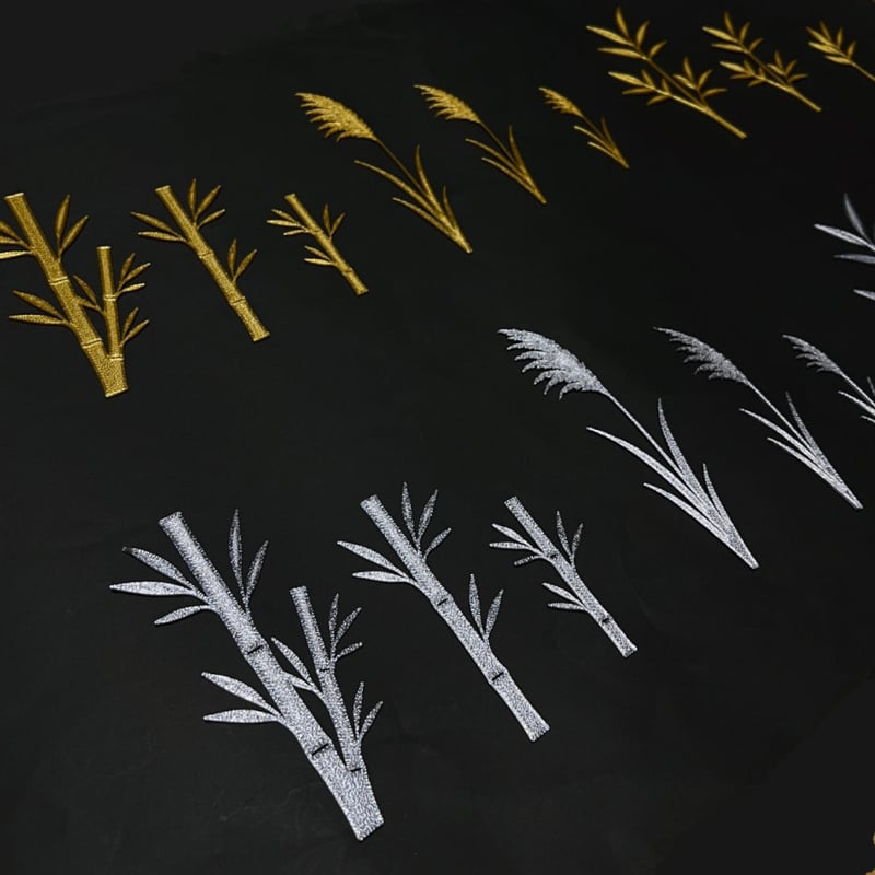 和風リーフ/竹・ススキ・笹 ゴールド＆シルバー L・M・Sサイズ