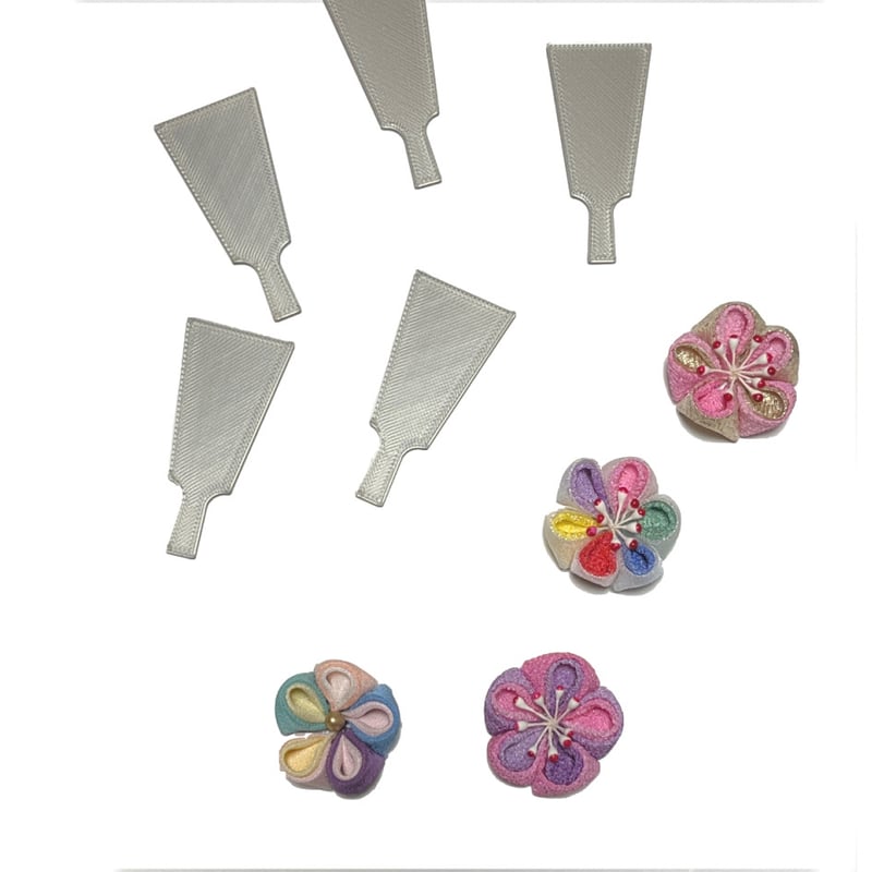 羽子板ミニ つまみ細工飾り用 各色 (3ケ/1袋) | 正絹生地・ちりめん