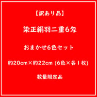 【訳あり品】染正絹羽二重6匁  おまかせ6色セット 約20cm×約22cm (6色×各１枚)