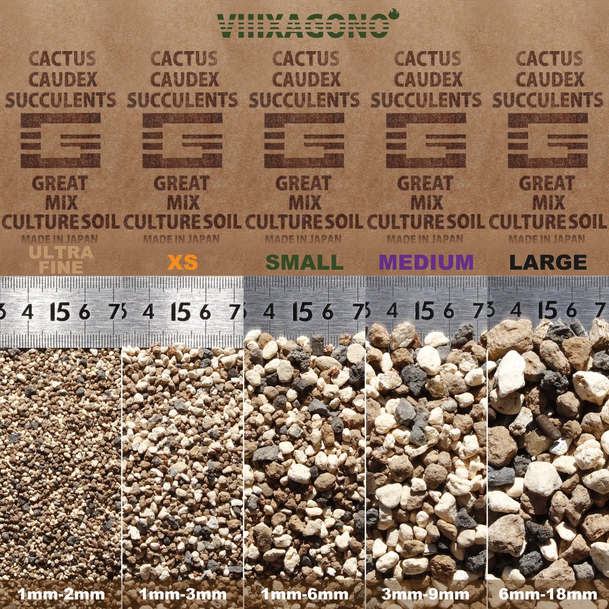 【送料無料】VIIIXAGONO 超硬質焼成培養土 10L×3袋 粒サイズ変更可