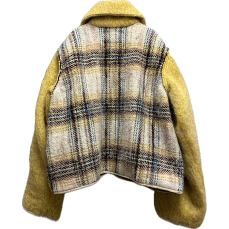 25-02-20 fluffy check jacket (yellow)  ［Pull Qus］