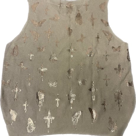 Virvar stof 005-27 foil print no sleeve tops