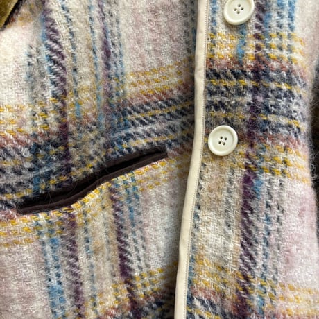 25-02-20 fluffy check jacket (yellow)  ［Pull Qus］