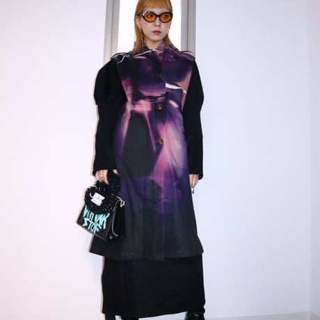 Print BLK x PNK long vest[lilith art duct]