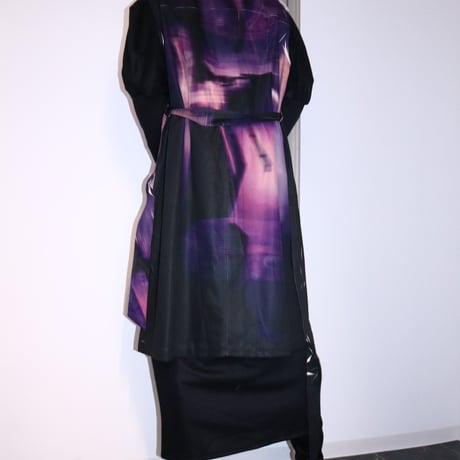 Print BLK x PNK long vest[lilith art duct]