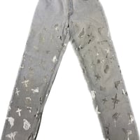 Virvar stof 005-30 foil print denim