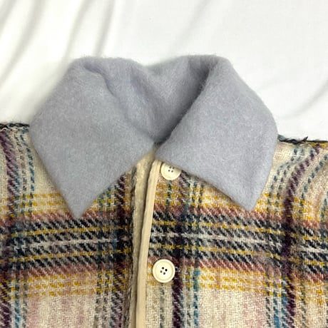 25-02-21  fluffy check jacket(ice blue)  ［PullQus］