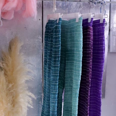 uneven dyeing shirring  pants (green B)22-02-04 [lilith art duct]